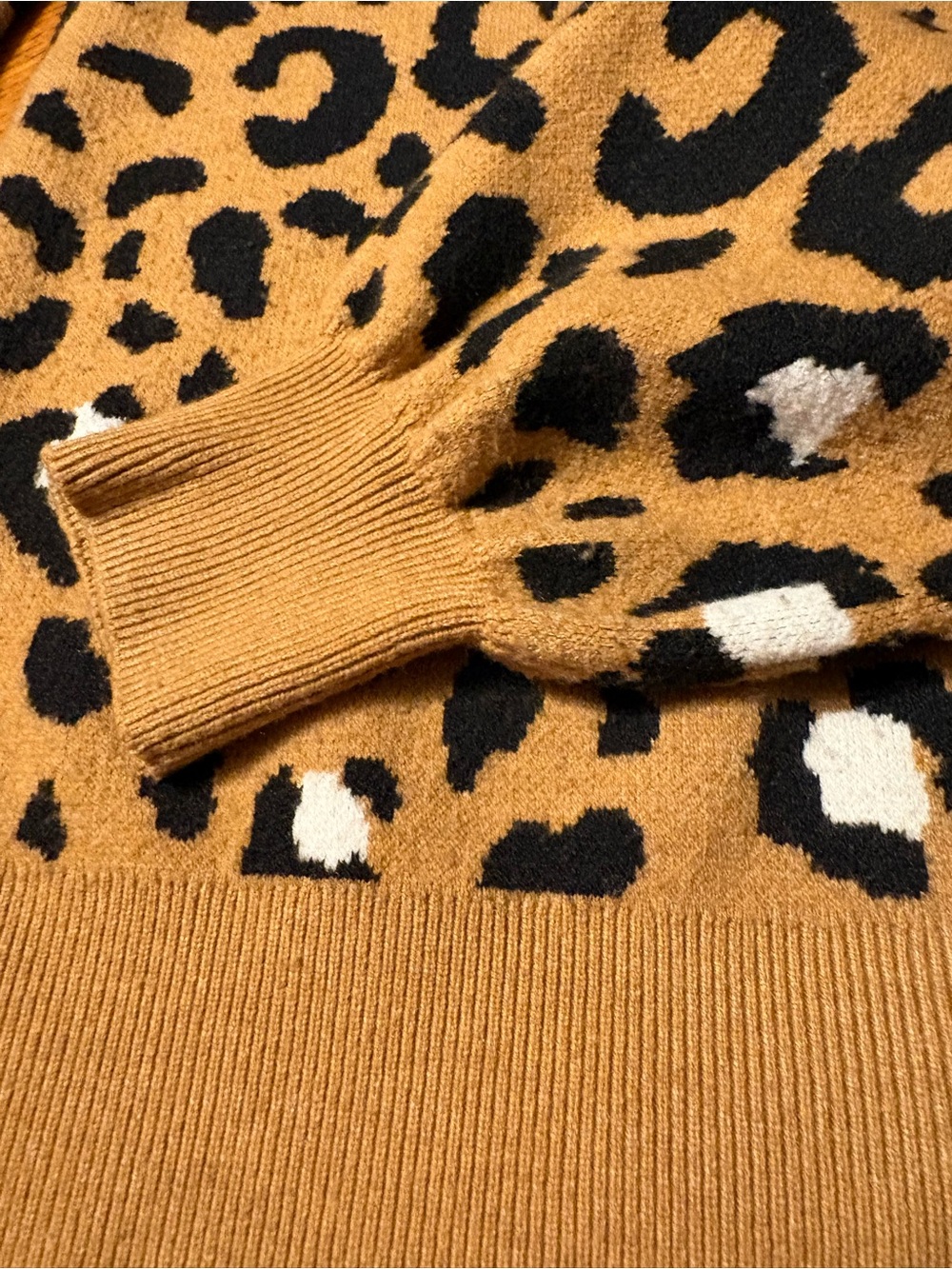 Nine West Leopard Print Quarter-Zip Sweater in Camel and Black small - Picture 7 of 7